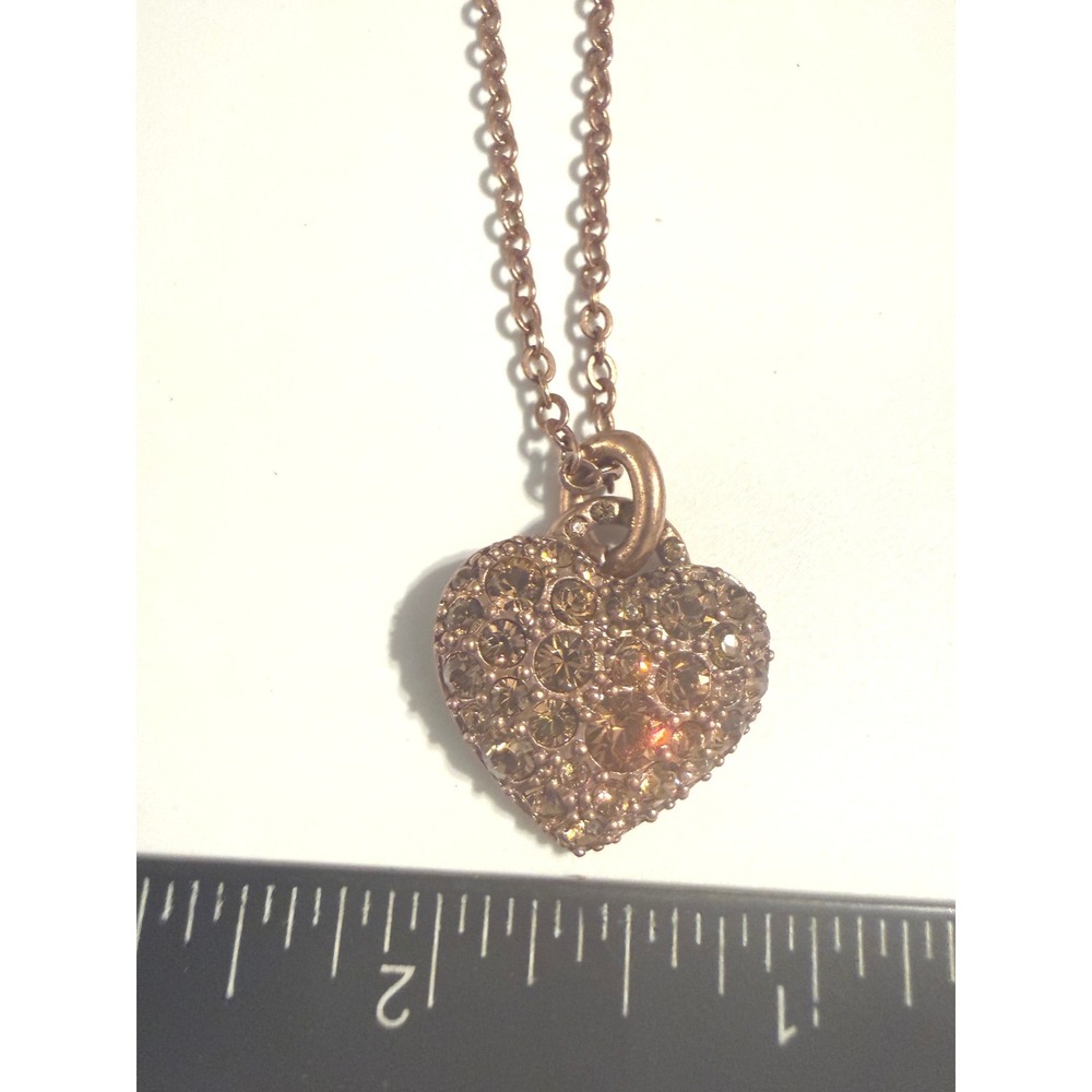 Pilgrim Rose Gold Tone Pave Crystal Heart Pendant Necklace 343511 NWT